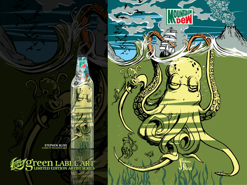 Mountain Dew Green Label Art Ocean of Mountain Dew